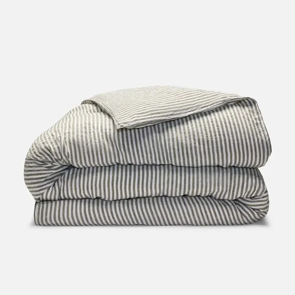 NWOT Brooklinen Washed Linen 2-Sided Duvet Cover Charcoal Chambray Full/Queen